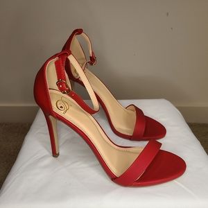 Red High Heel Sandals Ankle Strap US 9